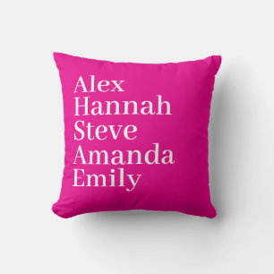 Personalised Kids Name Modern Minimal Family Pink Cushion
