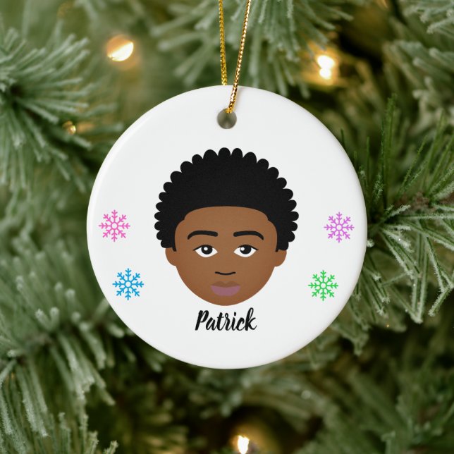 Personalised Kids Natural Hair Ceramic Ornament (Tree)
