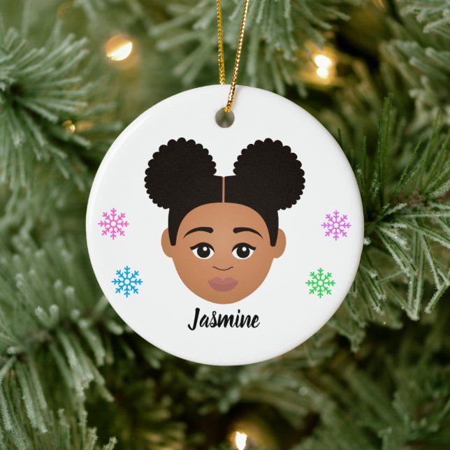 Personalised Kids Natural Hair Ceramic Ornament (Tree)