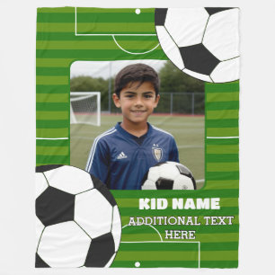 Personalised Kids Photo Sport Soccer Fleece Blanket