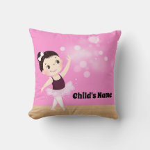 Personalised Kids Pink Ballerina Throw Pillow