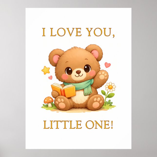 Personalised Kids Posters | Fairytale Reading Bear (Front)