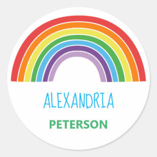 Personalised Kids Rainbow Colourful Classic Round Sticker