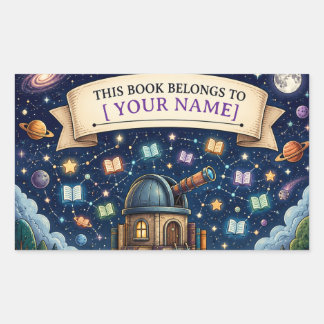 Personalised Kids Reading Adventure Bookplate Rectangular Sticker