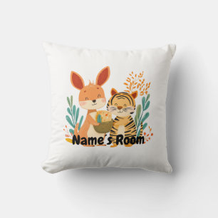 Personalised Kids Room with Kangaroo and Tiger Cushion