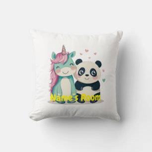 Personalised Kids Room with Unicorn and Panda Cushion