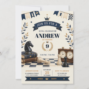 Personalised Kids Royal Chess Birthday Invitation