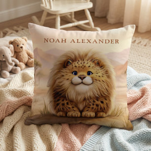 Personalised Kids Safari Cute Fluffy Leopard  Cushion