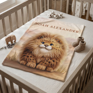 Personalised Kids Safari Cute Fluffy Leopard  Fleece Blanket