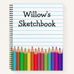 Personalised Kid's Sketchbook Pencils Notebook