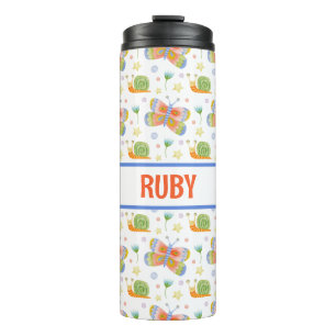Personalised Kid's Snail and Butterfly Patterned Thermal Tumbler
