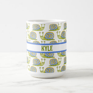 Personalised Kid's Snail Patterned Coffee Mug