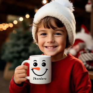Personalised Kids Snowman Face Coffee Mug