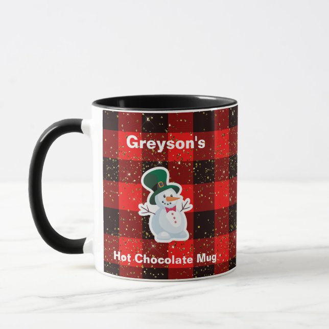 Personalised Kid's Snowman Hot Chocolate Mug (Left)