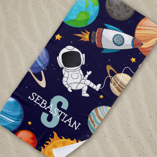 Personalised Kids Space Astronaut Summer Beach Towel