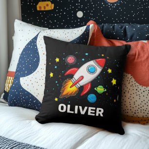 Personalised Kids Space Rocket Ship Planets Cushion