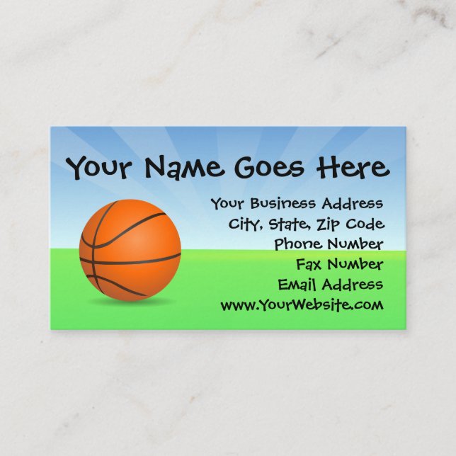 Personalised Kid's Sports Basketball Sunny Day Business Card (Front)