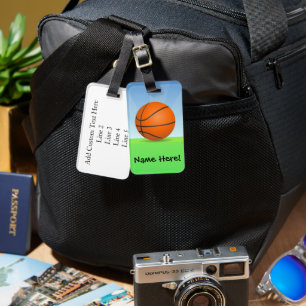 Personalised Kid's Sports Basketball Sunny Day Luggage Tag