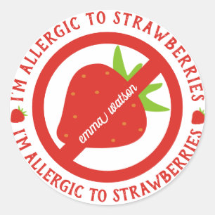 Personalised Kids Strawberry Allergy Alert Classic Round Sticker