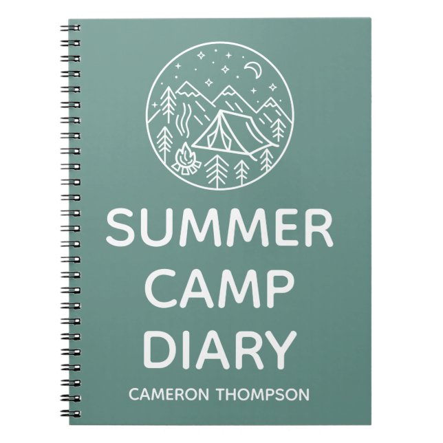 Personalised Kids Summer Camp Diary 80 Pages Lined Notebook (Front)