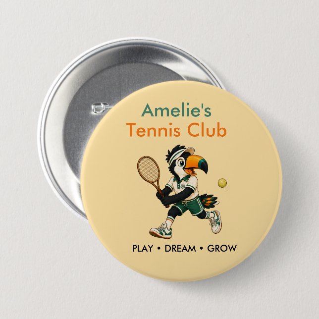 Personalised Kids Tennis Backpack Pin Custom Name (Front & Back)