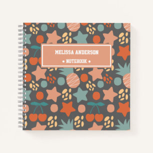 Personalised Kids Tropical Fruits & Stars Pattern Notebook