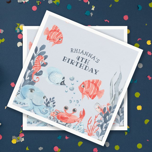 Personalised Kids Under The Sea Napkin (Creator Uploaded)