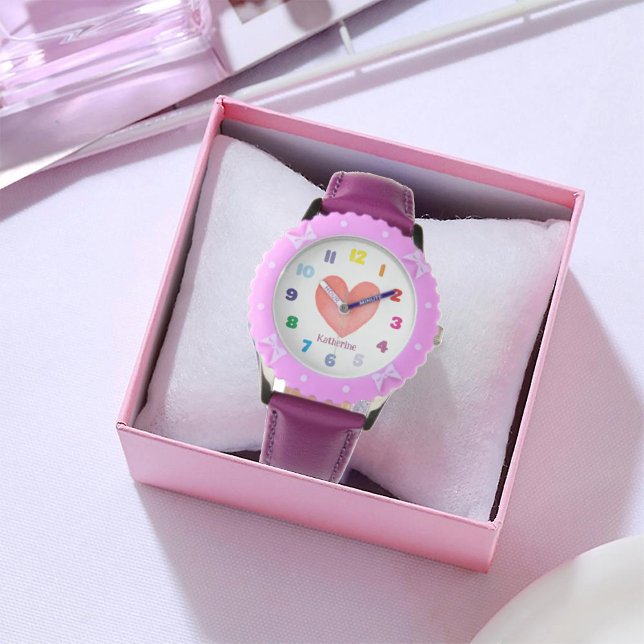 Personalised Kid's Watercolor Heart  Watch (Creator Uploaded)