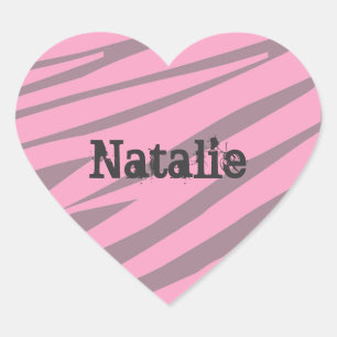 Personalised Kids Zebra Heart Stickers