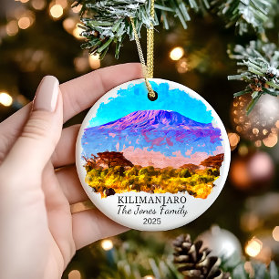 Personalised Kilimanjaro Ornament, Tanzania Gift Ceramic Tree Decoration