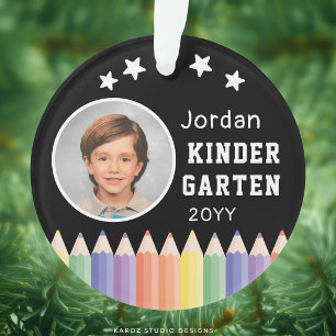 Personalised Kindergarten Colourful Photo Name Ornament