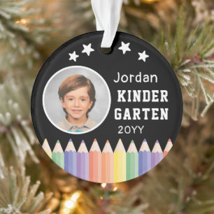 Personalised Kindergarten Colourful Photo Name Ornament