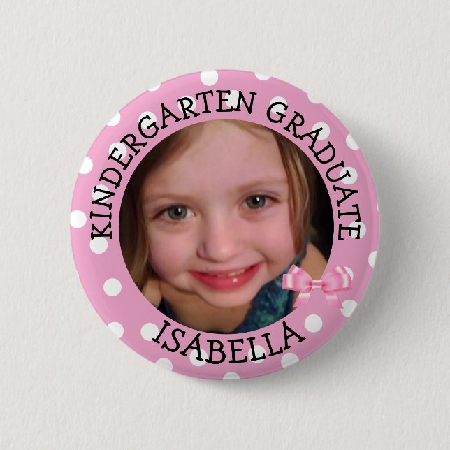 Personalised Kindergarten Graduate Photo Button (Front)