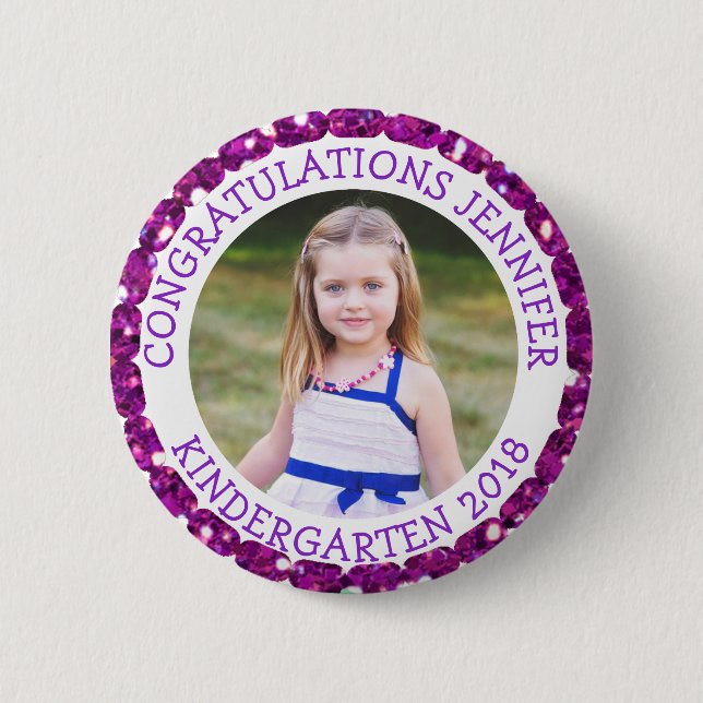 Personalised Kindergarten Graduate Photo Button (Front)