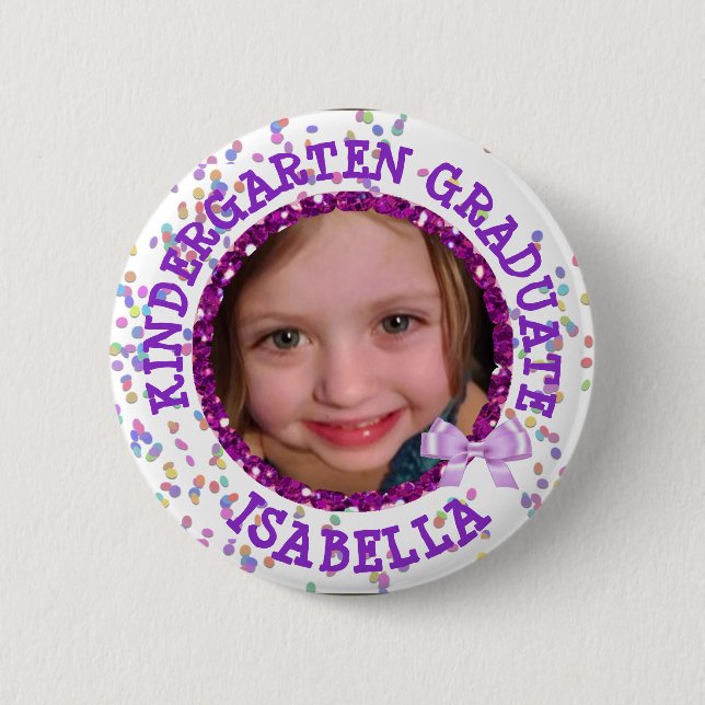 Personalised Kindergarten Graduate Photo Button (Front)
