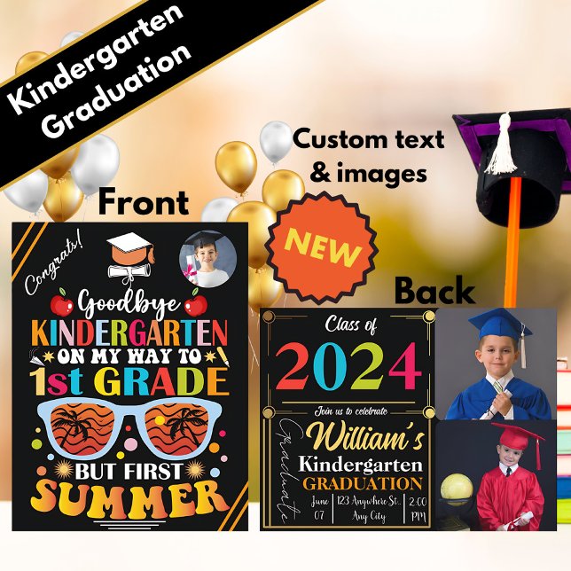 Personalised Kindergarten Graduation to 1st Grade Announcement Postcard (Creator Uploaded)