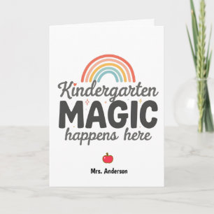 Personalised Kindergarten Magic Happens Here Card