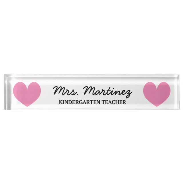 Personalised kindergarten school teacher heart nameplate (Front)