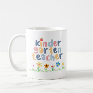 Personalised Kindergarten Teacher Floral Name Coffee Mug
