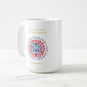 Personalised King Charles III Coronation Emblem Coffee Mug