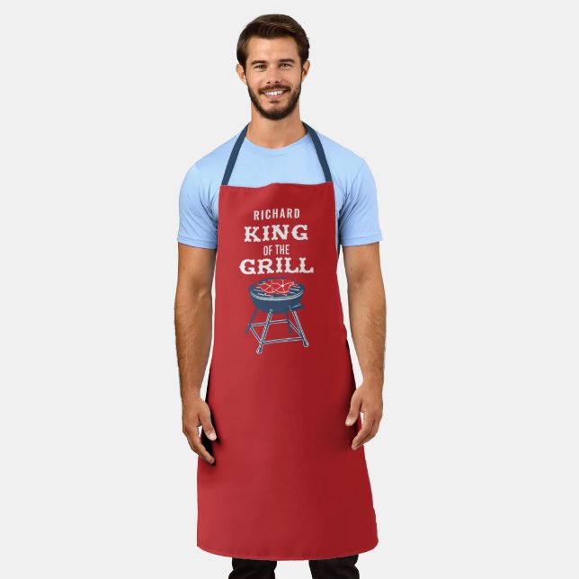 Personalised King of the Grill BBQ Apron (Worn)