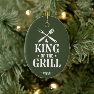 Personalised King of The Grill Christmas Ceramic Tree Decoration