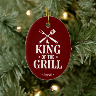 Personalised King of The Grill Christmas Ceramic Tree Decoration