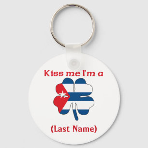 Personalised Kiss Me I'm Cuban, (Last Name) Key Ring