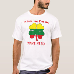 Personalised Kiss Me I'm Lithuanian Tshirt