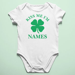 Personalised Kiss Me St. Patrick's Day Baby Bodysuit