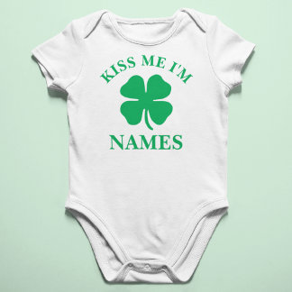 Personalised Kiss Me St. Patrick's Day Baby Bodysuit