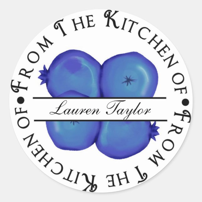 Personalised Kitchen Baking Stickers- Blueberries Classic Round Sticker (Front)