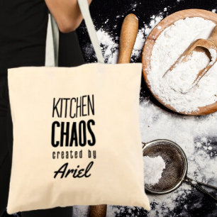 Personalised Kitchen Chaos Chef Cook Foodie Gift Tote Bag