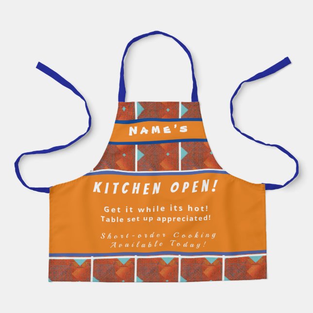 Personalised  Kitchen Open + 3Comments Fun  Apron (Front)